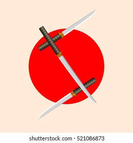 Samurai Sword Font. Letter S. Alphabet of the crossed Japanese Katana Swords.