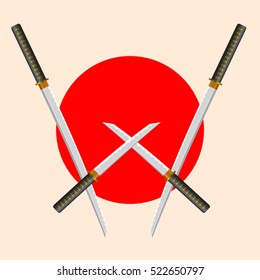 Samurai Sword Font. Letter W. Alphabet of the crossed Japanese Katana Swords.