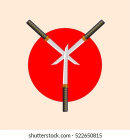 Samurai Sword Font. Letter Y. Alphabet of the crossed Japanese Katana Swords.