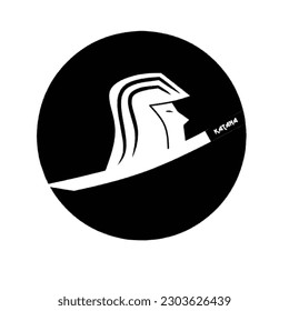 The samurai sword head logo is black on a white background, simple and elegant
