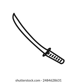 samurai sword icon Black line art vector