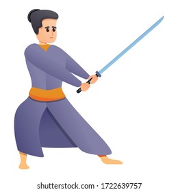 Samurai-Schwertsymbol. Cartoon von Samurai-Schwert, Vektorsymbol für Webdesign einzeln auf weißem Hintergrund