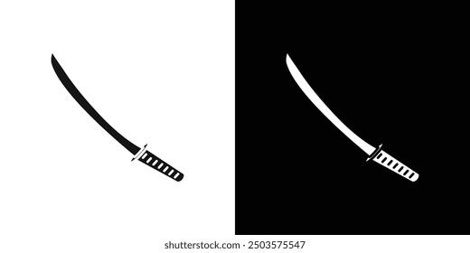 Vector de arte de línea de icono de espada samurái