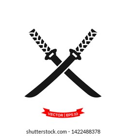 samurai sword icon in trendy flat design, katana icon 