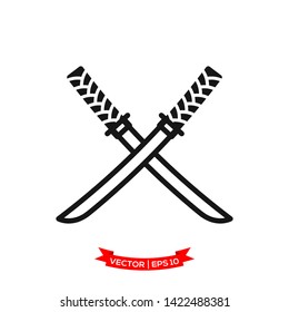 samurai sword icon in trendy flat design, katana icon 