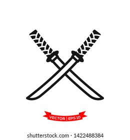 samurai sword icon in trendy flat design, katana icon 