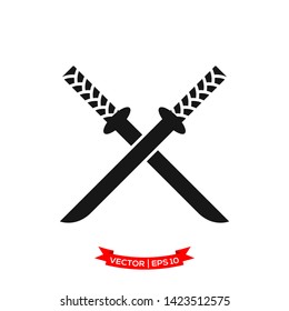 samurai sword icon vector logo template, katana vector icon 