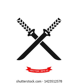 samurai sword icon vector logo template, katana vector icon 
