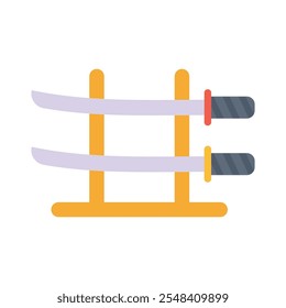 Samurai Schwertsymbole, minimalistische Vektorgrafik und transparentes grafisches Element. Einzeln auf weißem Hintergrund
