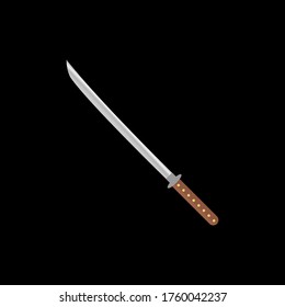 Samurai sword Katana vector illustration isolated in black