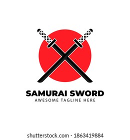 Samurai sword logo illustration. Vector eps 10