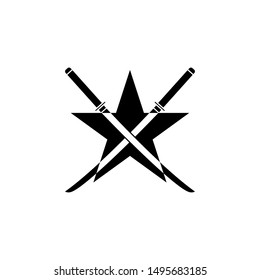 samurai sword star icon logo design