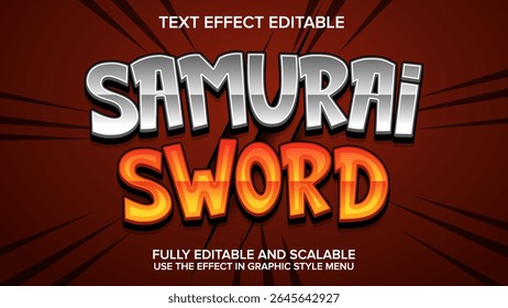 samurai sword text effect vector editable