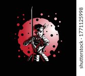 samurai with sword vector illustration