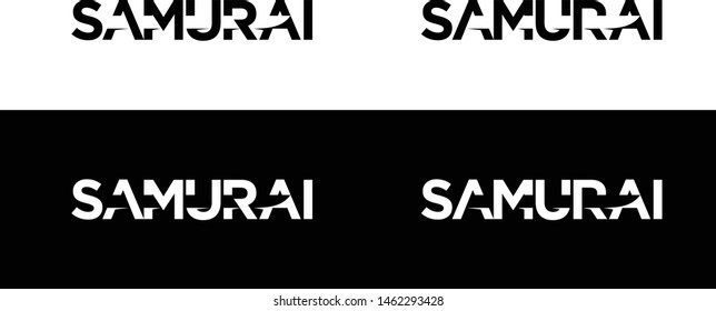 samurai text with sword negative space inside text