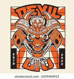 Samurai Tiger Head Vector Illustration