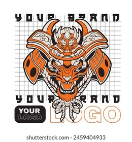 Samurai Tiger Head Vector Illustration