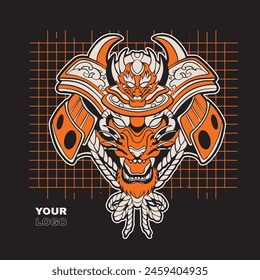 Samurai Tiger Head Vector Illustration