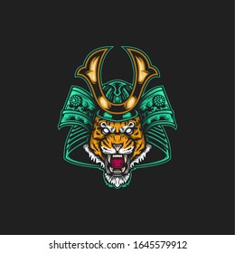 samurai tiger illustration mascot vector