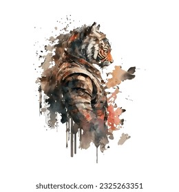 Samurai Tiger Traditional Japanese | Transparent 300dpi digital tshirt POD, EPS, vector, clipart, book cover, wallart, ready to print, Print-on-Demand, colorful, no background, beauty