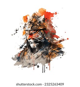 Samurai Tiger Traditional Japanese | Transparent 300dpi digital tshirt POD, EPS, vector, clipart, book cover, wallart, ready to print, Print-on-Demand, colorful, no background, beauty