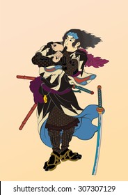 Samurai with two swords