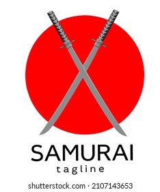 samurai vector.two samurai cross each other as a symbol of defense.suitable for martial arts logo