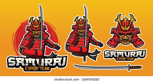 Samurai Vector E Sport Logo with Katana & Mask / Helmet