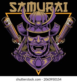 Samurai vector illustration with japanese style drawing