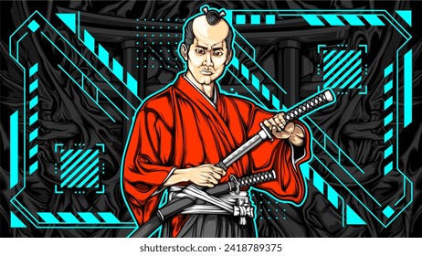 ilustración de vector samurai para su producto de impresión