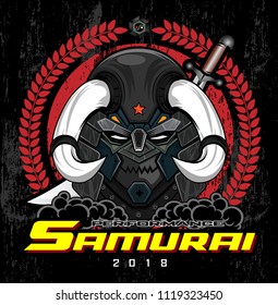 samurai vector logo design illustration template