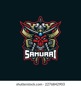 samurai vector mascot logo design with modern illustration concept style for badge, emblem and tshirt printing. angry mask samurai illustration.