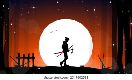 samurai wallpaper. japanese samurai background. samurai boy anime wallpaper. samurai boy with oni mask on head. japan theme background.