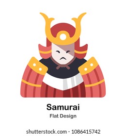 Samurai warior flat illustration