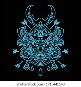 samurai warlord line art vector