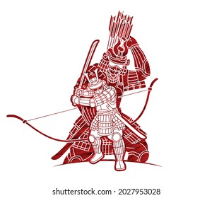 Vector gráfico de la acción de los guerreros de Samurai