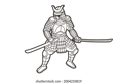 Samurai Warrior Action Japanese Fighter Cartoon Stock Vector (Royalty ...