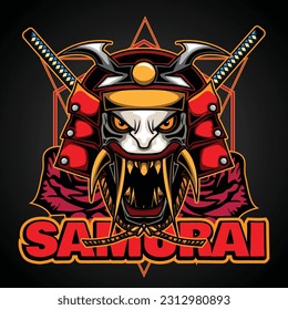 samurai warrior design with sword and rosses