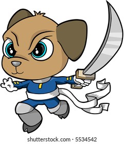 Ilustración del vector de perro guerrero de Samurai