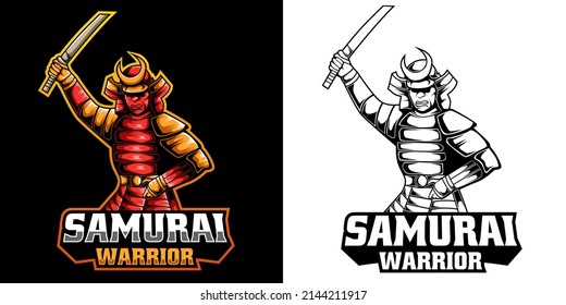 samurai warrior esport logo mascot design