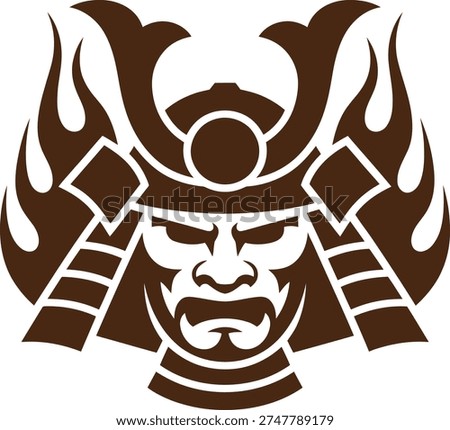 Samurai warrior flames graphic design element