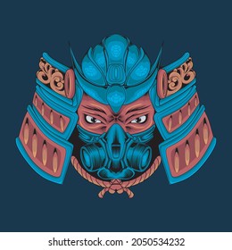 Samurai Warrior with Gas Mask Illustration, suitable for merchandise, etc.