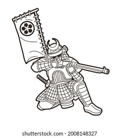 Samurai Warrior with Gun Weapon and Armor Ronin Japanese Soldier Fighter Action Graphic Vector