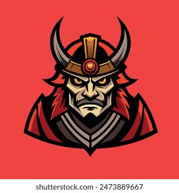 samurai warrior head mascot , vector , logo