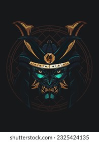 Samurai Warrior Head Vektor Illustration