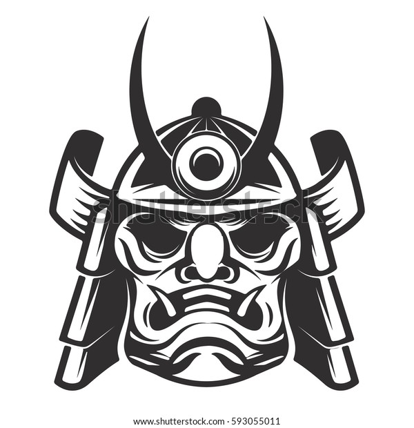 Samurai Warrior Helmet Isolated On White Stock Vector (Royalty Free ...