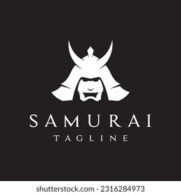 Samurai warrior helmet logotype with modern editable vector illustration.