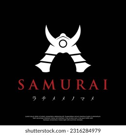 Samurai warrior helmet logotype with modern editable vector illustration.