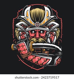 samurai warrior holding sword illustration