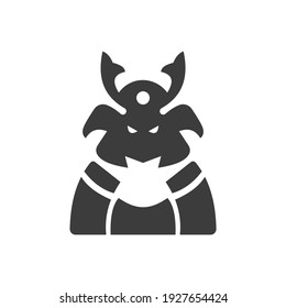 Samurai-Krieger-Symbol einzeln auf Schwarz-Weiß-Vektorgrafik